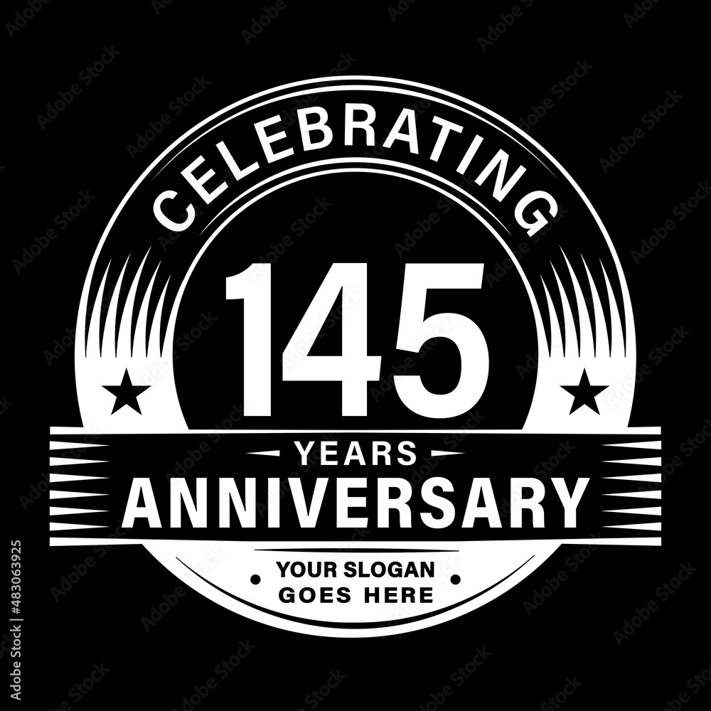 Obraz premium 145 years anniversary celebration design template. 145th logo vector illustrations.