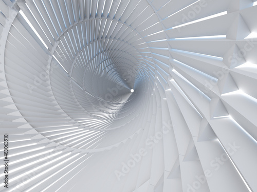 Fototapeta Naklejka Na Ścianę i Meble -  Abstract white tunnel interior. 3d rendering