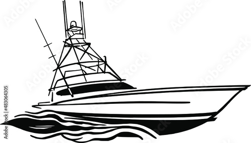 the vector illustration of the fishing boat