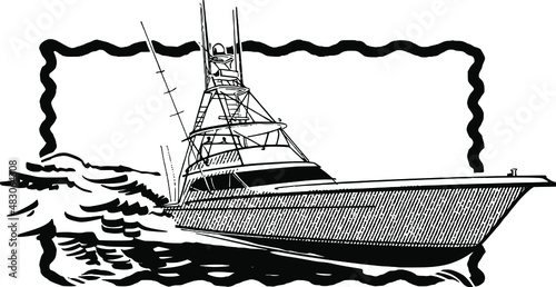 the vector illustration of the fishing boat