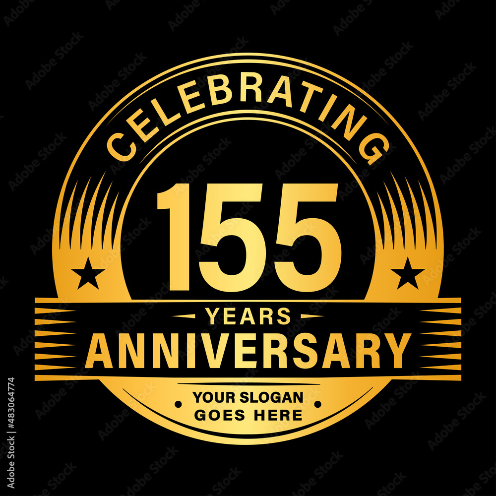 Fototapeta premium 155 years anniversary celebration design template. 155th logo vector illustrations.