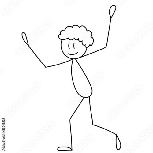 figure man rejoices sketch vector, isolated