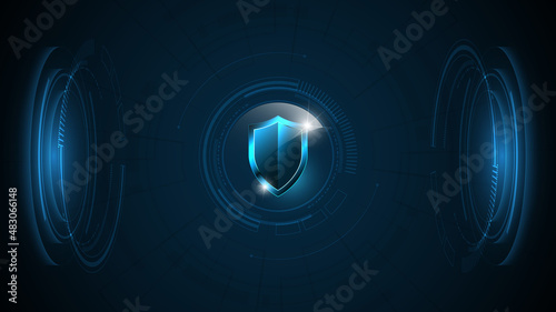 3D Protected guard shield security concept Security cyber digital Abstract technology background protect system innovation concept  vector illustration