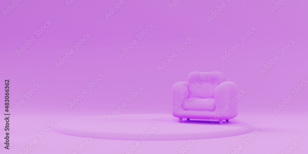 Pink Armchair And Background 3d Illustration