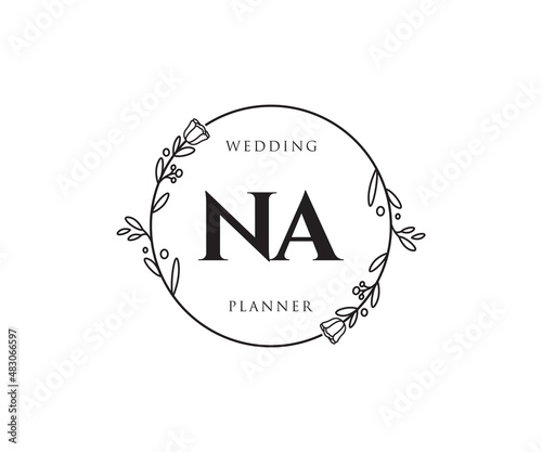 Initial NA feminine logo. Usable for Nature, Salon, Spa, Cosmetic and Beauty Logos. Flat Vector Logo Design Template Element.