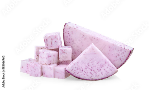 Taro, sliced of taro isolated on white background. photo