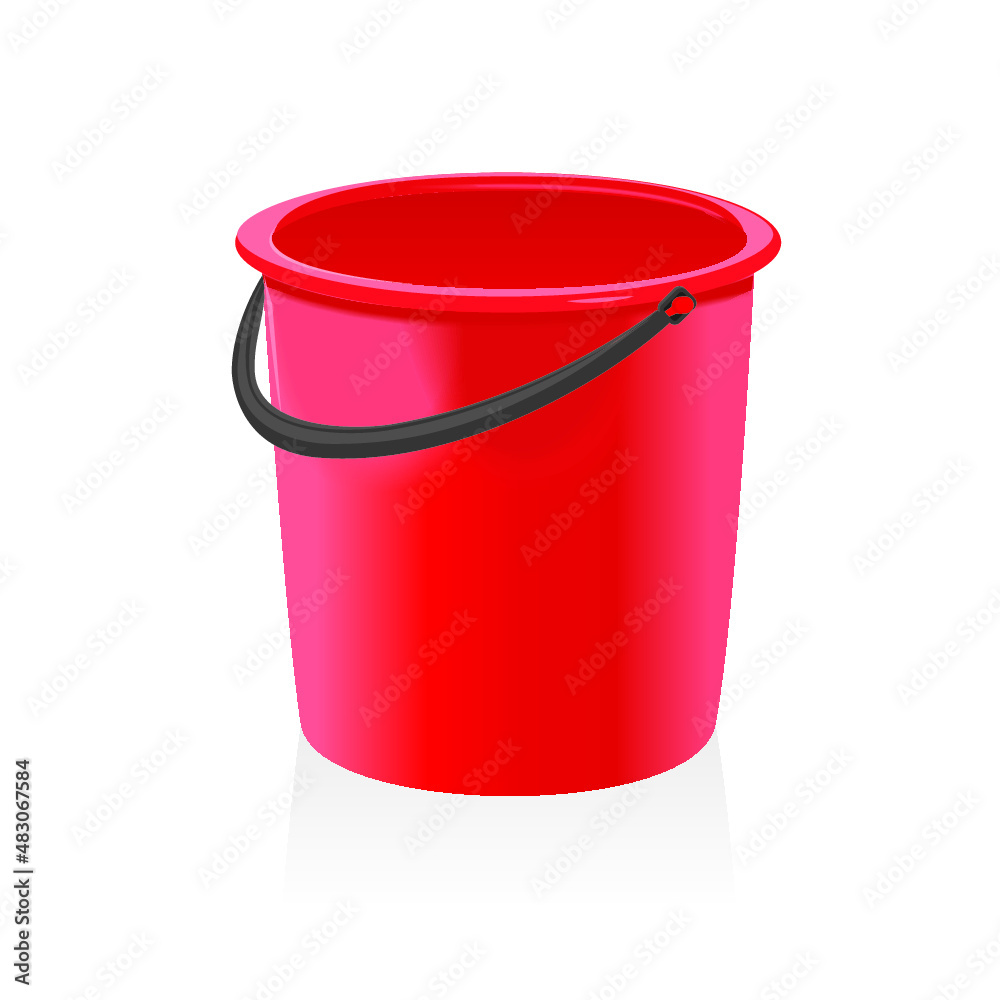 Red bucket isolated on a white background Red bucket isolated on a white background
