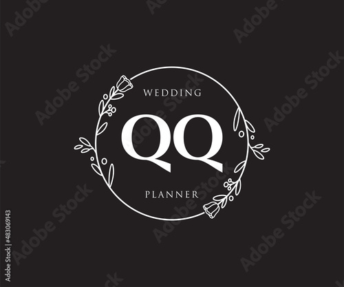 Initial QQ feminine logo. Usable for Nature, Salon, Spa, Cosmetic and Beauty Logos. Flat Vector Logo Design Template Element.