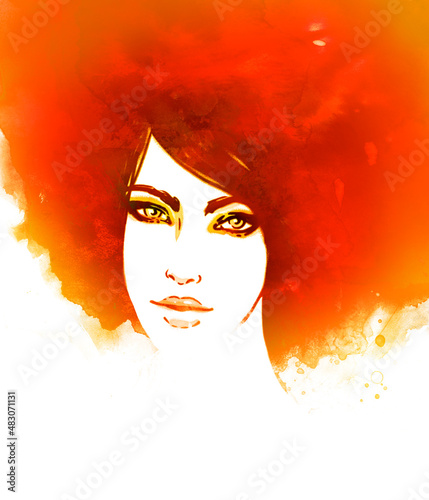 Amazing watercolor portrait of beautiful women. Fashion illustration.