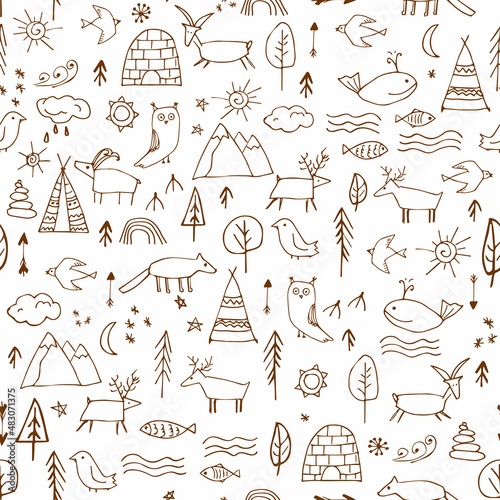 rock painting seamless pattern