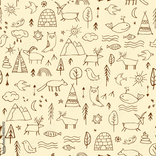 rock painting seamless pattern