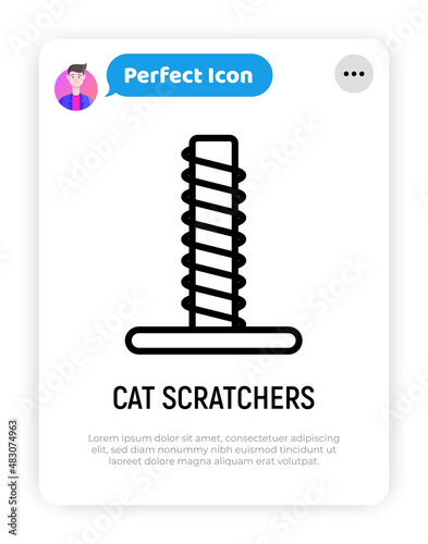 Cat scratcher thin line icon. Modern vector illustration for pet shop.