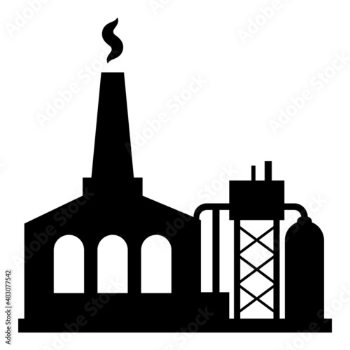Factory Industrial Flat Icon Isolated On White Background