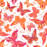 Seamless patterned butterfly background, vector illustration