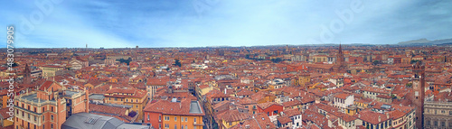 wide panorama image of the city of verona in italy showing famou