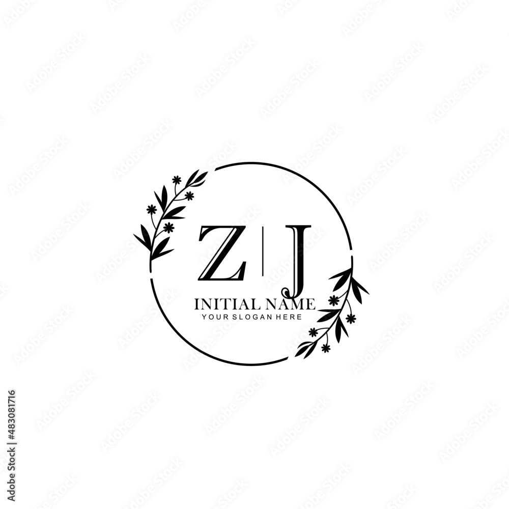 ZJ Hand drawn wedding monogram logo
