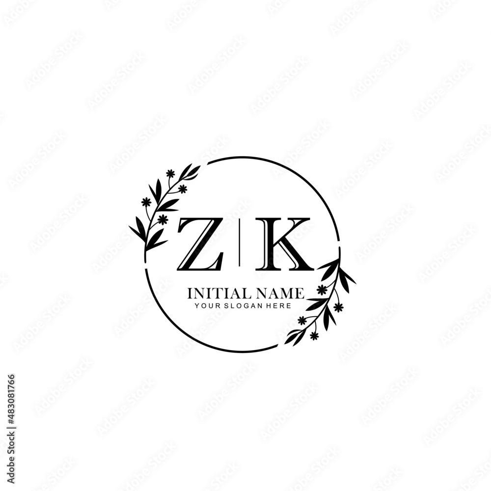ZK Hand drawn wedding monogram logo
