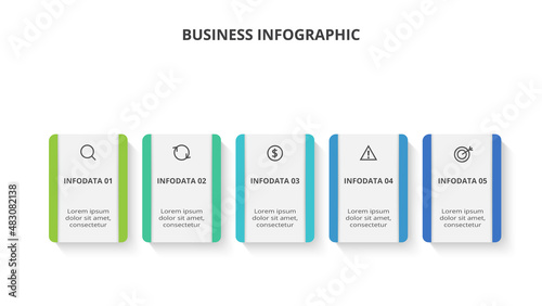 Creative concept for infographic with 5 steps, options, parts or processes. Business data visualization.