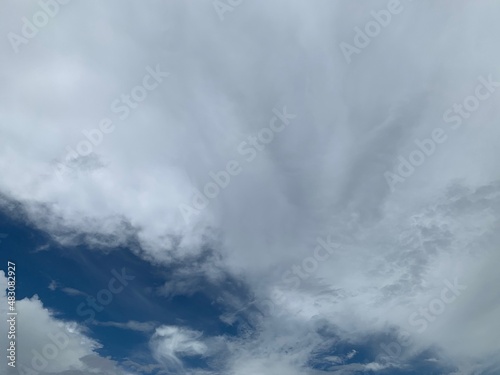 set of white clouds in the blue sky background