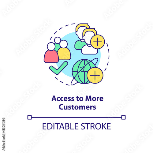 Access to more customers concept icon. Export business advantages abstract idea thin line illustration. Isolated outline drawing. Editable stroke. Arial, Myriad Pro-Bold fonts used