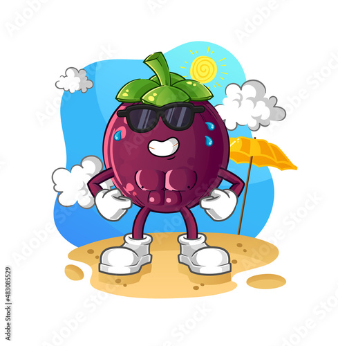 mangosteen sunbathing in summer. character vector