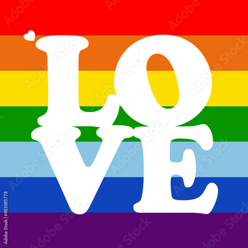 Vector illustration  with words “love” in LGBT colors