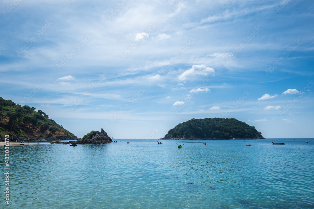 Yanui beach in Phuket, small and the most southern beach of Phuket island, Thailand. It is popular for snorkelling and kayaking.
Yanui beach in Phuket, small and the most southern beach of Phuket island, Thailand. It is popular for snorkelling and kayaking.
