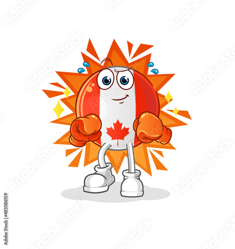 canada flag boxer character. cartoon mascot vector
