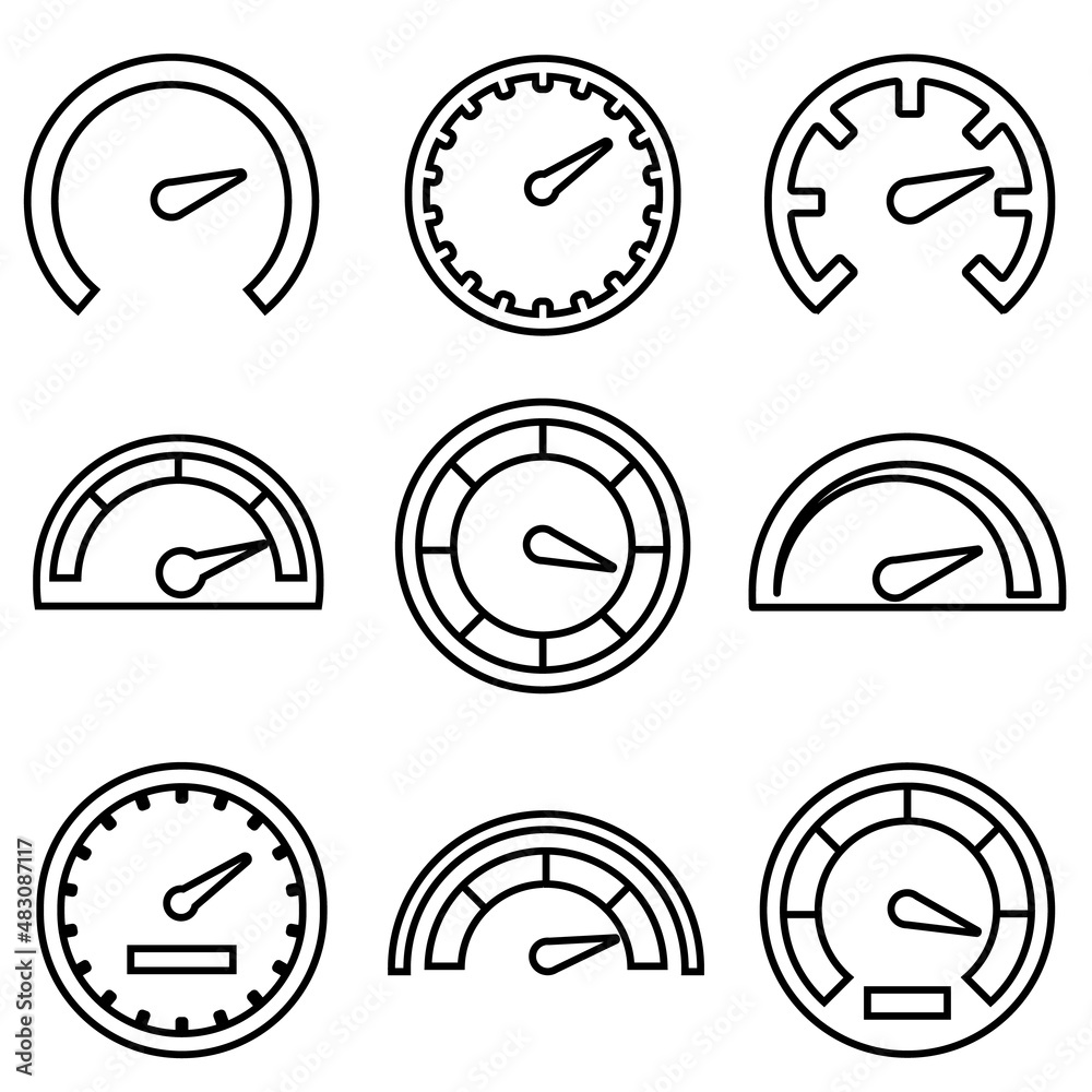 Speedometer line icon, vector outline logo isolated on white background Speedometer line icon, vector outline logo isolated on white background