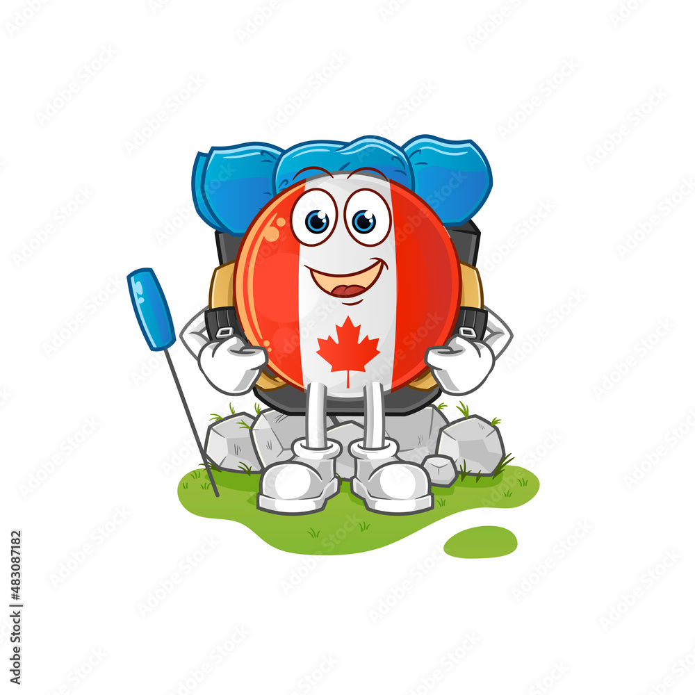 Obraz premium canada flag go camping mascot. cartoon vector