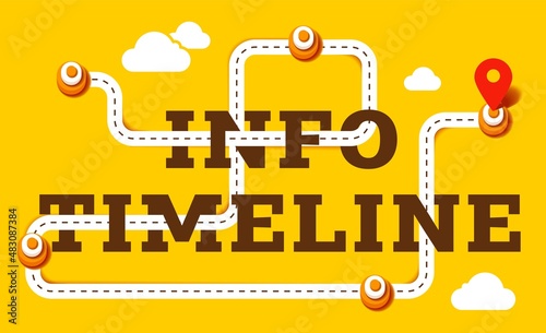 Info timeline poster with road to find direction. Business navigation, way to success design