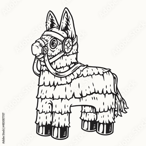 Monochrome icon of decorated pinata
