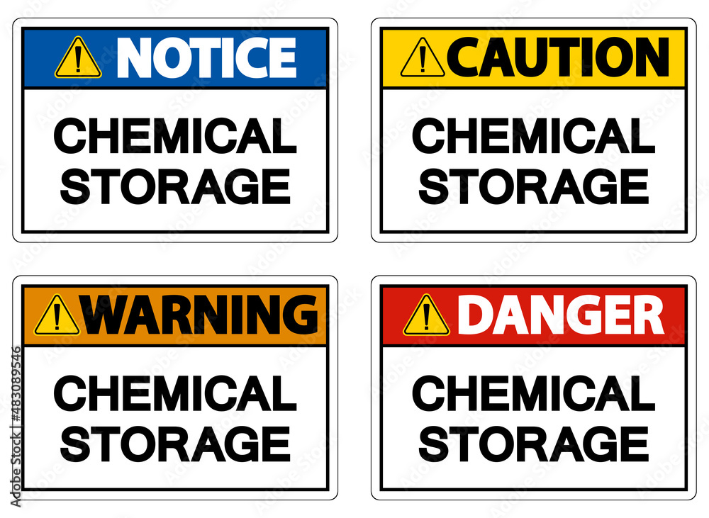 Label Chemical Storage Sign On White Background