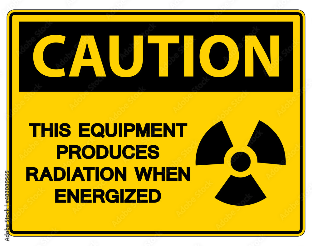 Obraz premium Caution This equipment produces radiation when energized Symbol Sign On White Background