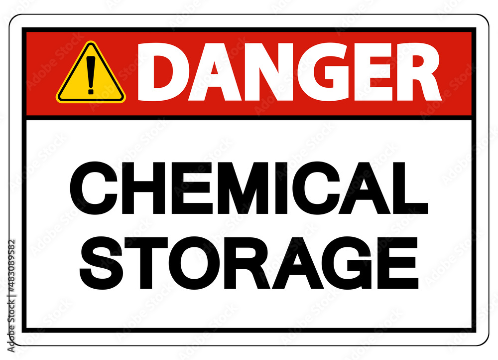 Danger Chemical Storage Sign On White Background