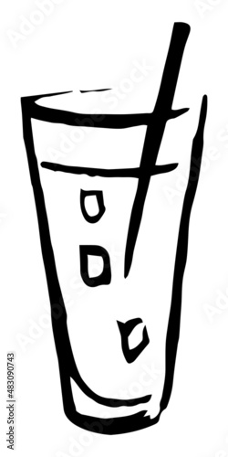 Long highball hand drawn line art vector cocktail.
