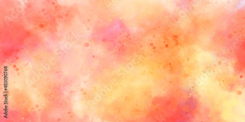 abstract watercolor background. Yellow orange background with texture and distressed vintage grunge and watercolor paint stains in elegant backdrop illustration.