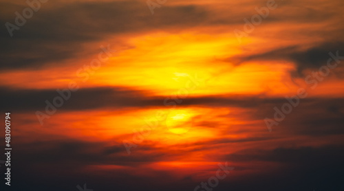 Amazing and dramatic red and orange sunset sky. Beautiful color nature landscape.