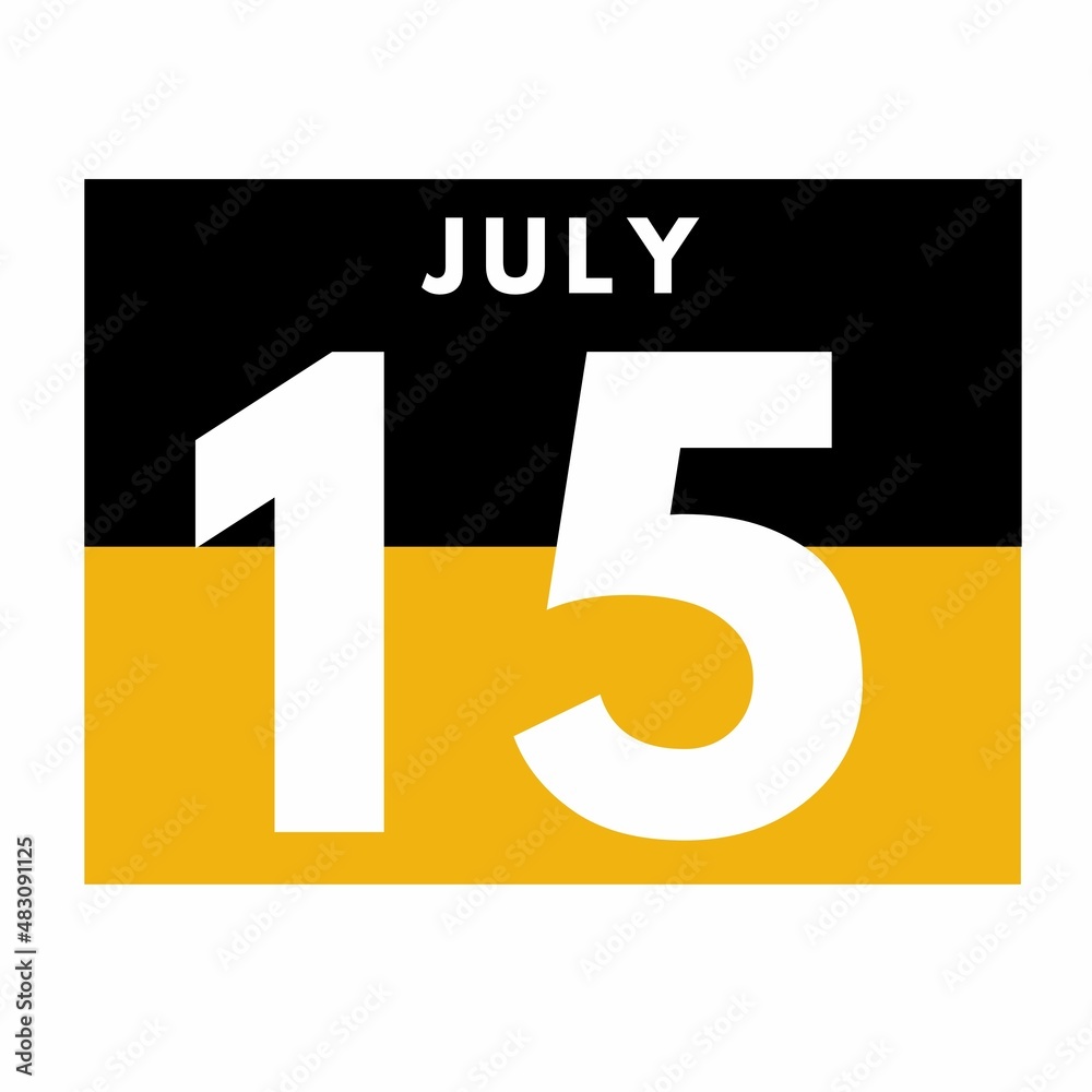  july 15 flat daily calendar icon date day month