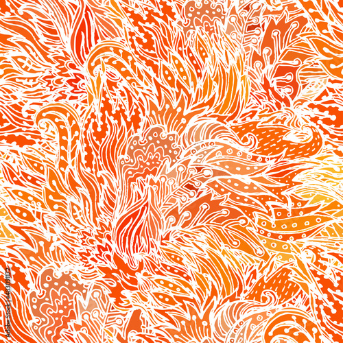 Floral paisley indian vector colorful ornate seamless pattern.