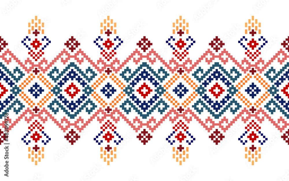 Pixel pattern. Cross Stitch. Geometric ethnic oriental pattern