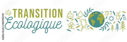  Bannière - La transition écologique - Titre et pictogrammes autour de la nature