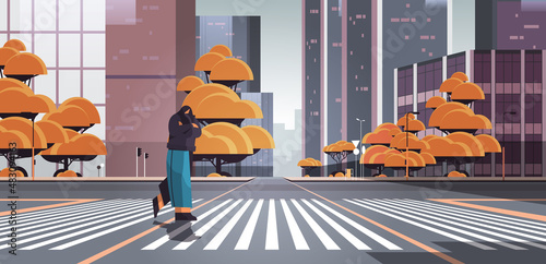 sad unhappy woman depressed girl crossing street on crosswalk loneliness depressive disorder problem mental health diseases