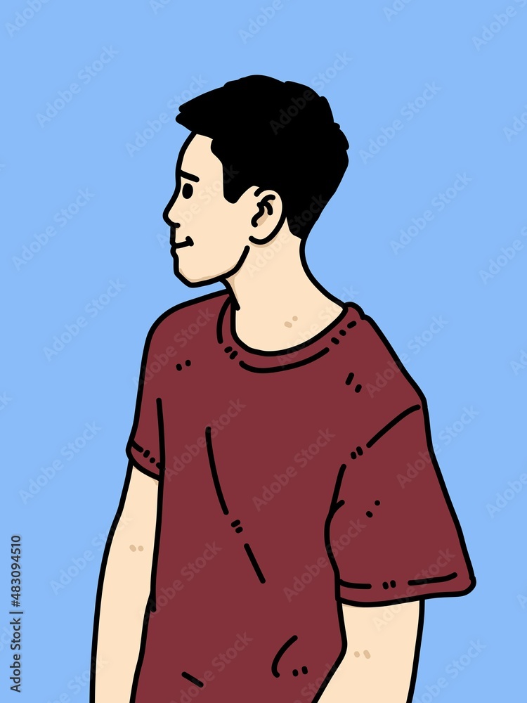 Fototapeta premium cute man cartoon on blue background