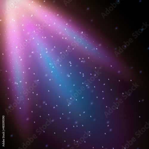 Multicolored glow of light, flickering in the background of the scene, glitter, stars, bright dust on a black background