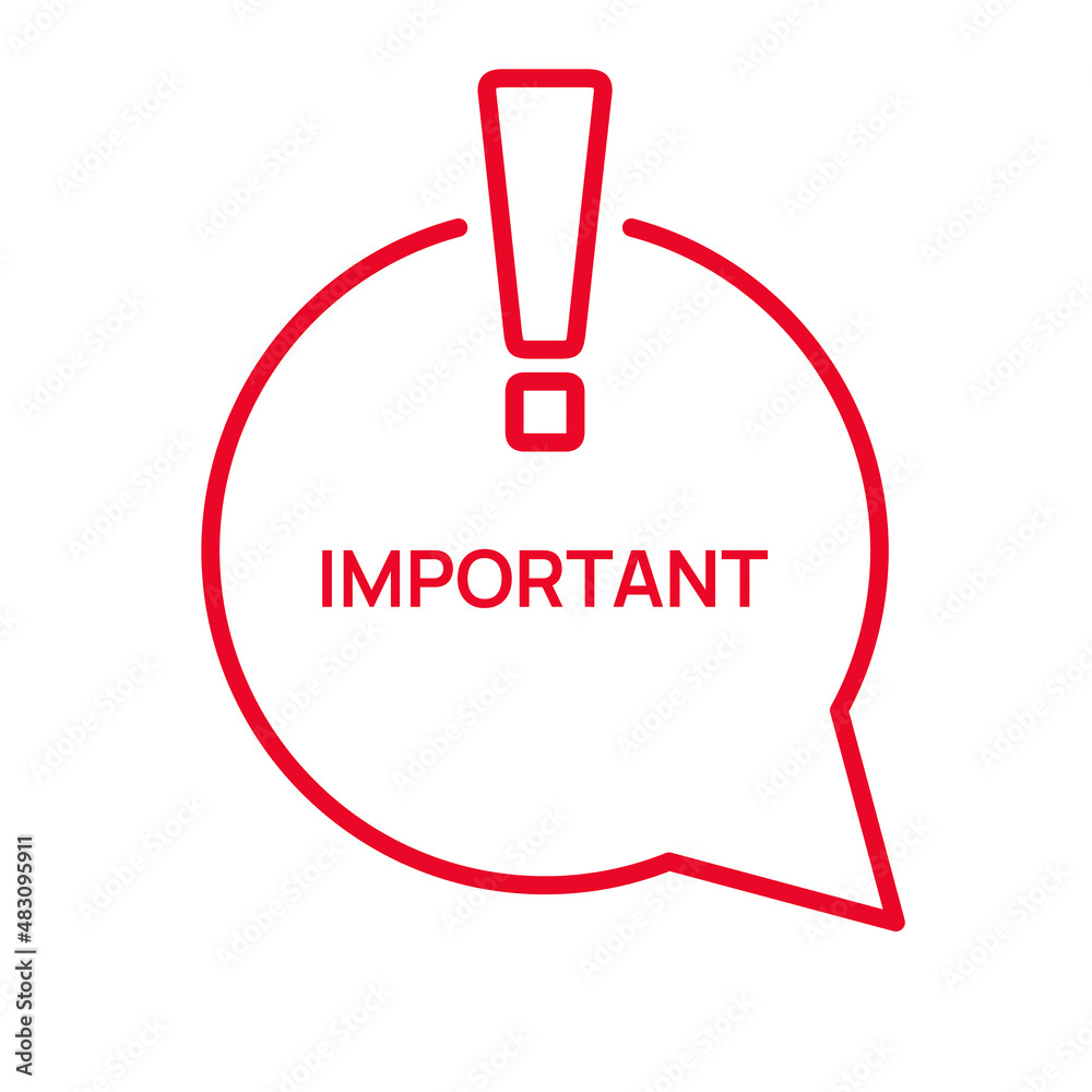 Red banner with exclamation mark