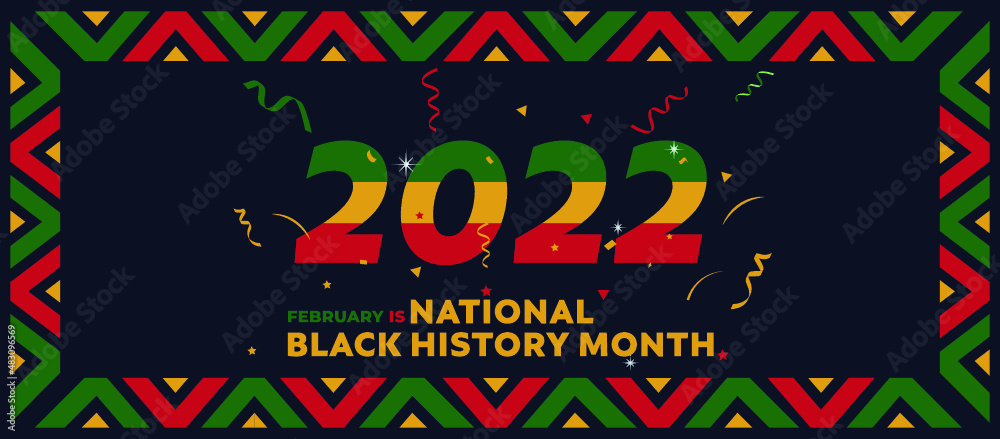 Geometric Shape Black History Month concept African American culture celebration Colorful Banner template.