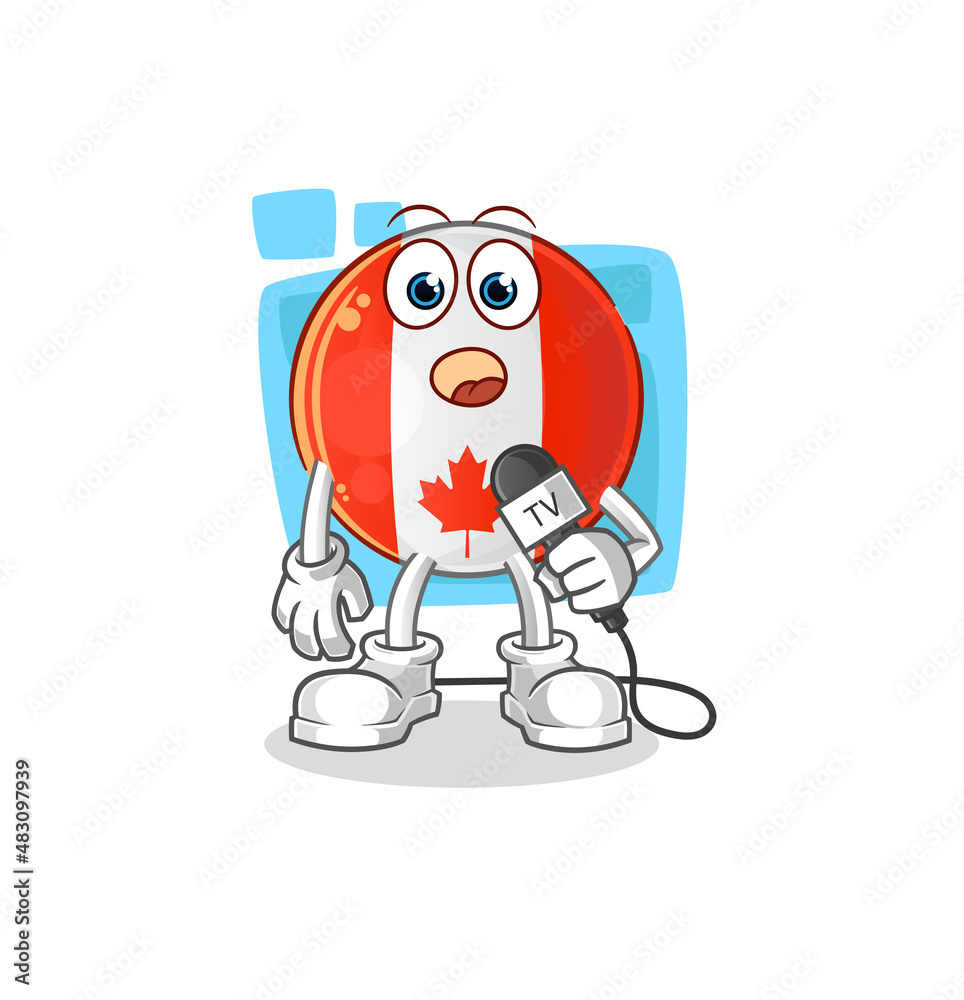canada flag tv reporter cartoon. cartoon mascot vector