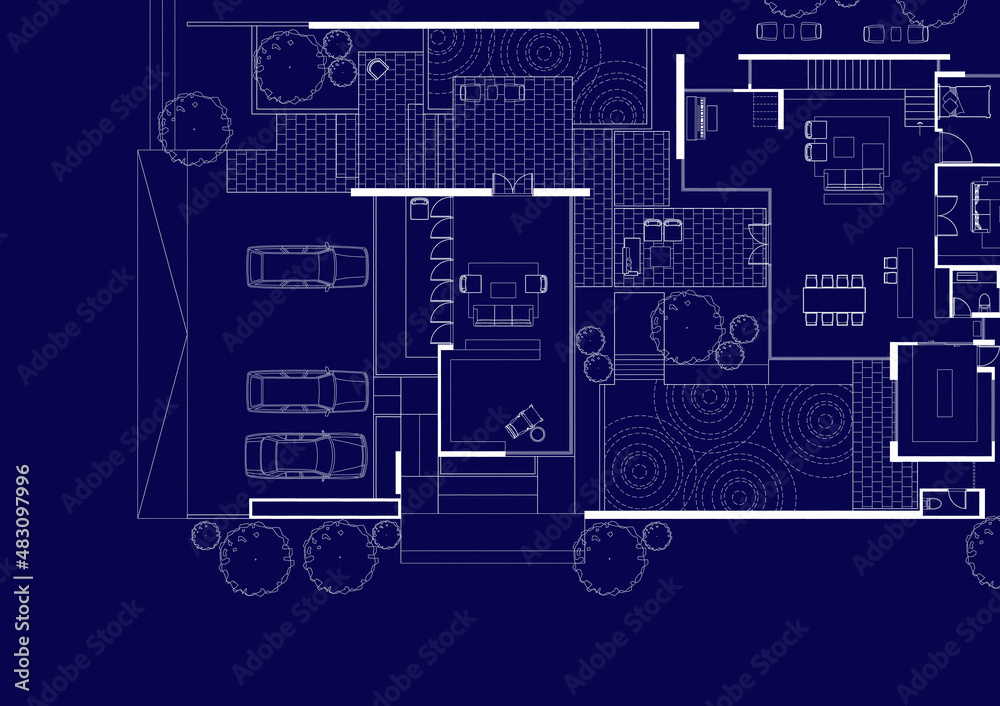Floor plan designed building on the drawing.