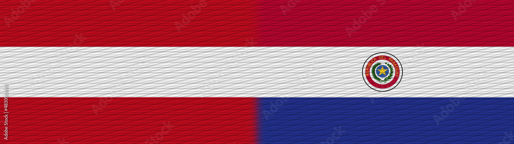 Paraguay and Austria Fabric Texture Flag – 3D Illustration Paraguay and Austria Fabric Texture Flag – 3D Illustration